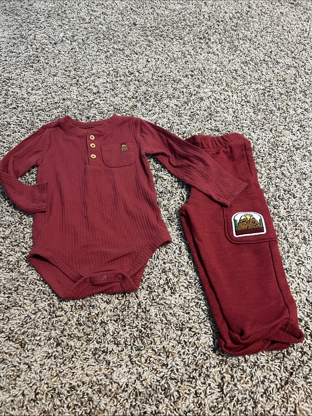 Garanimals Rust Red Ribbed Baby Bodysuit & Jogger Set